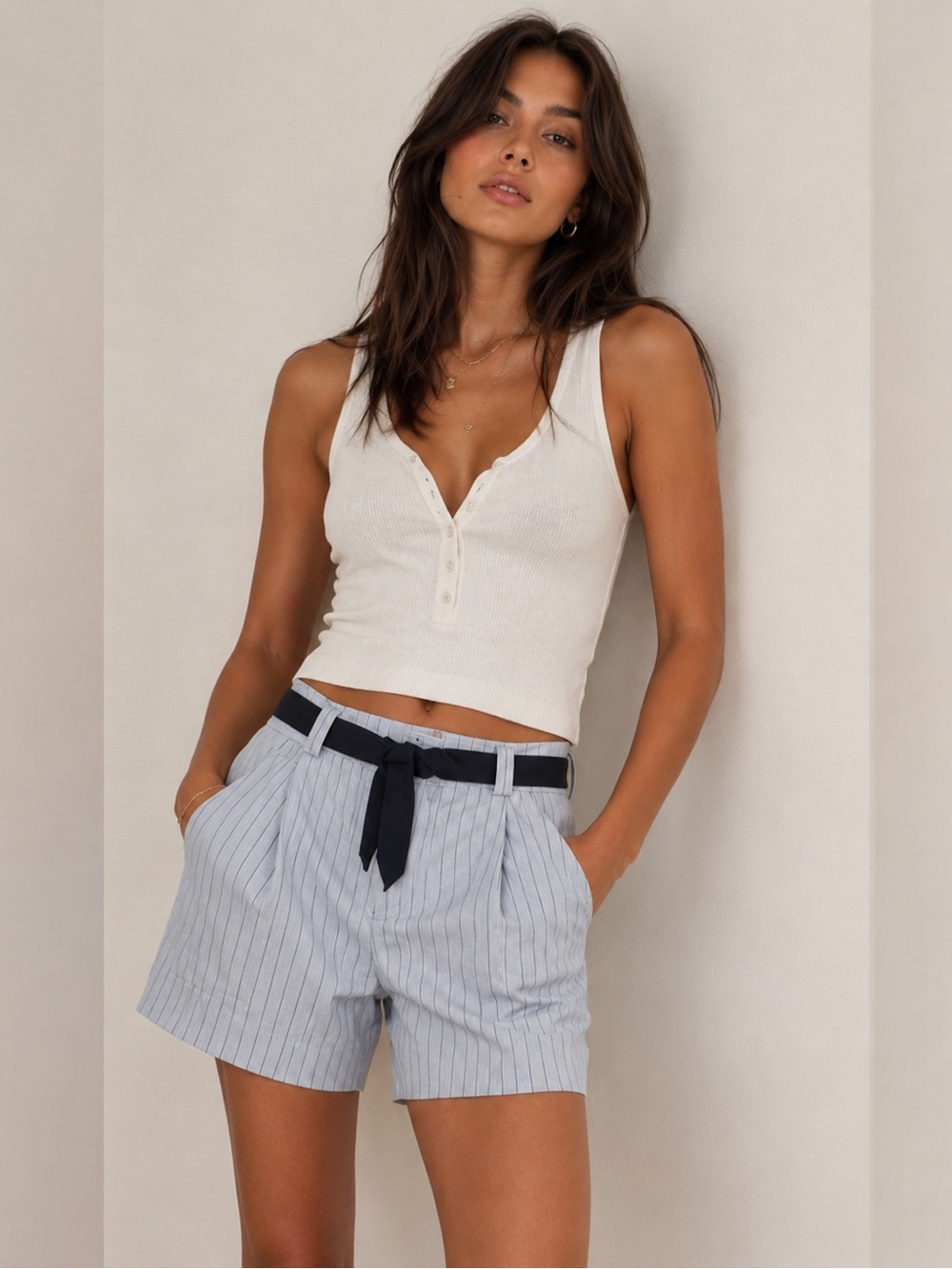 Free People Perfect Prep Pleated Stripe Shorts Size 0